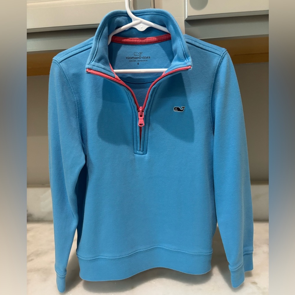 Vineyard Vines Boys Blue Quarter Zip Sweater